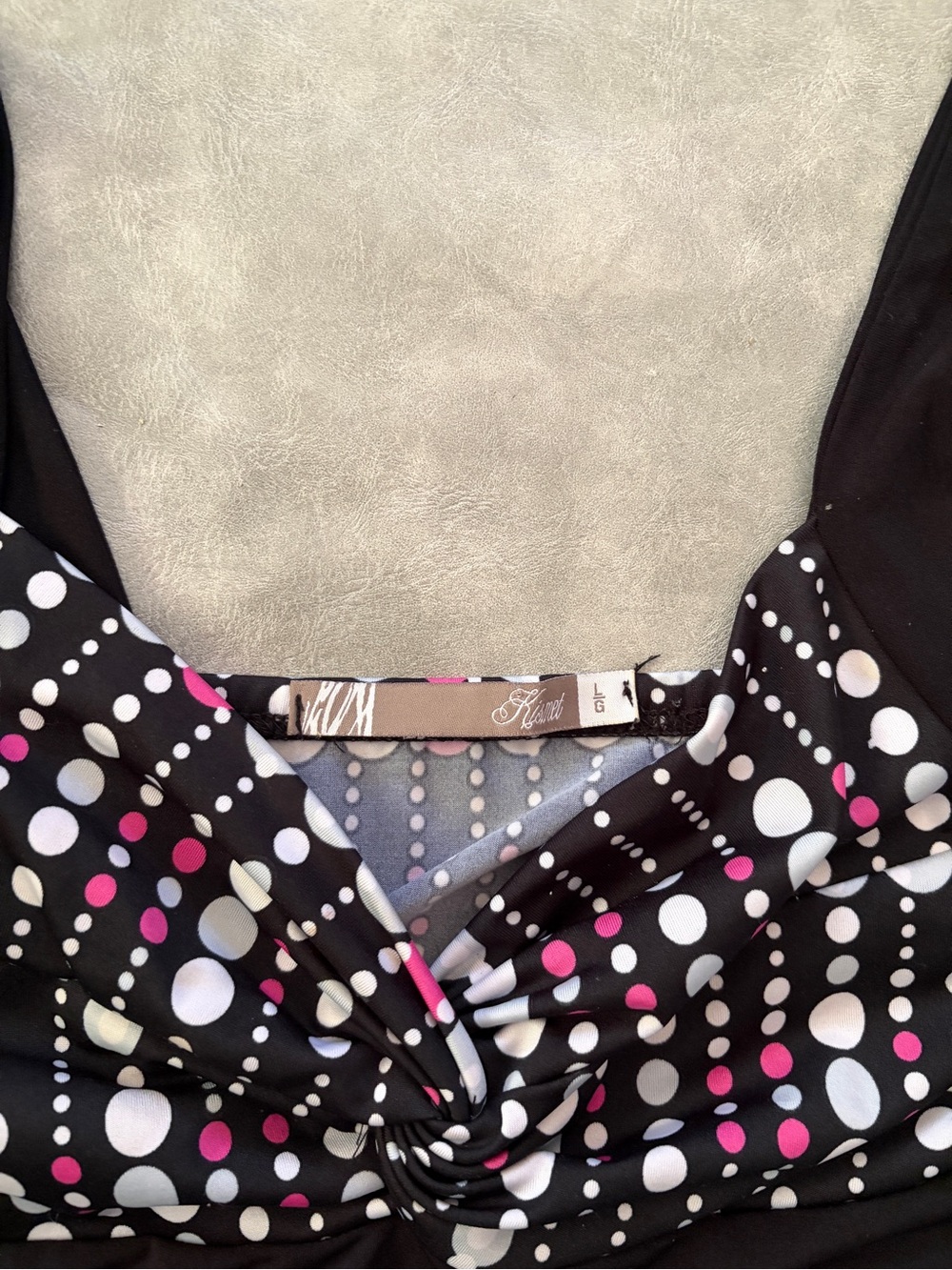 Y2K Black Pink Polka Dot Tie Back Baby Doll Sweetheart Top - Picture 6 of 9